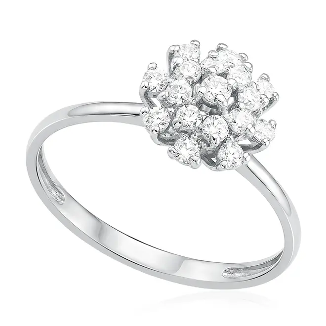 Anel Chuveiro Ouro Branco com Diamantes