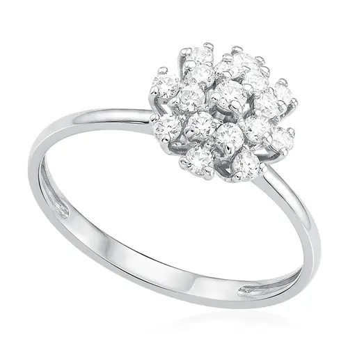 Anel Chuveiro Ouro Branco com Diamantes