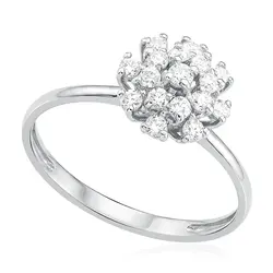 Anel Chuveiro Ouro Branco com Diamantes