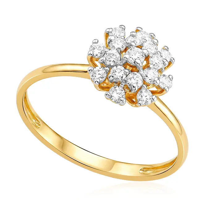 Anel Chuveiro Ouro Amarelo com Diamantes