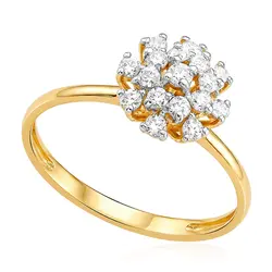 Anel Chuveiro Ouro Amarelo com Diamantes