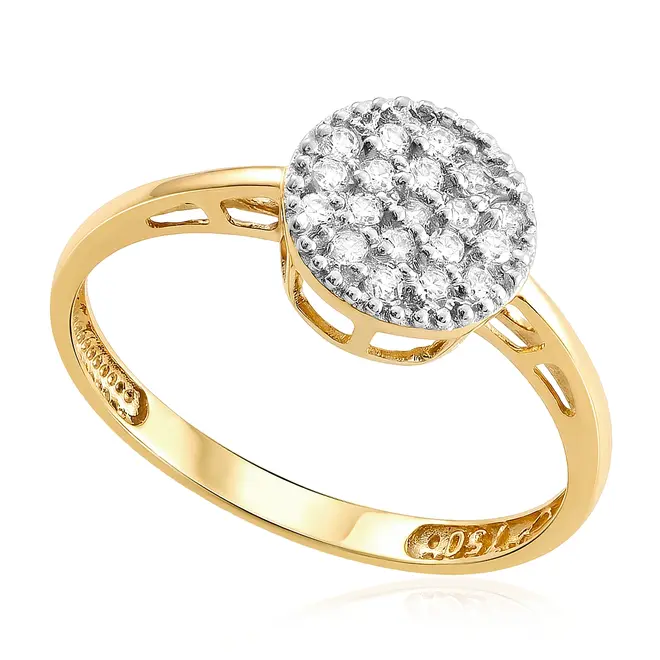 Anel Chuveiro Ouro Amarelo com Diamantes 125321