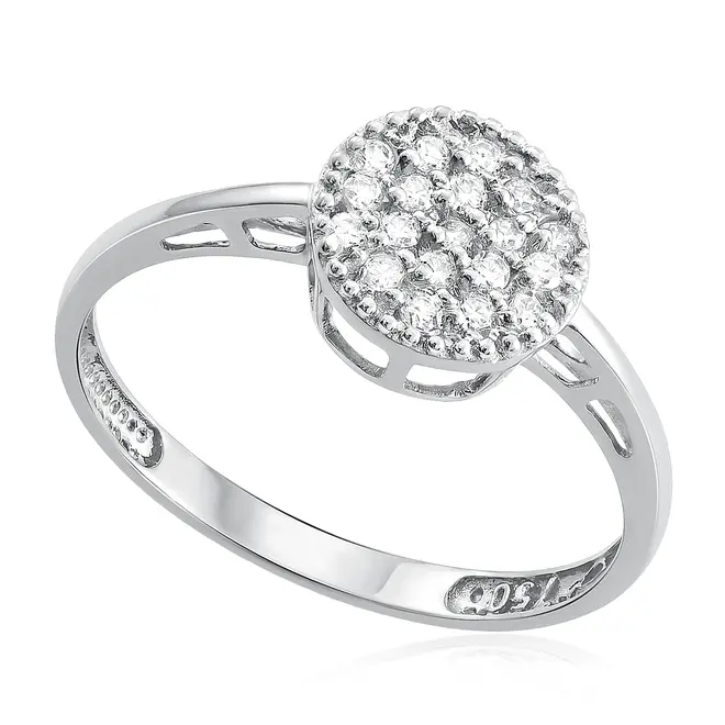 Anel Chuveiro Ouro Branco com Diamantes 125322