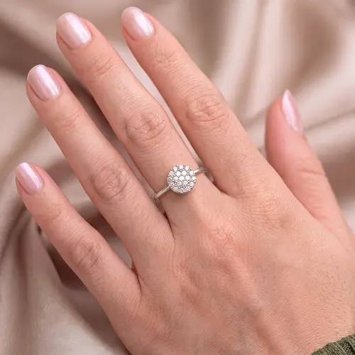 Anel Chuveiro Ouro Branco com Diamantes 125322