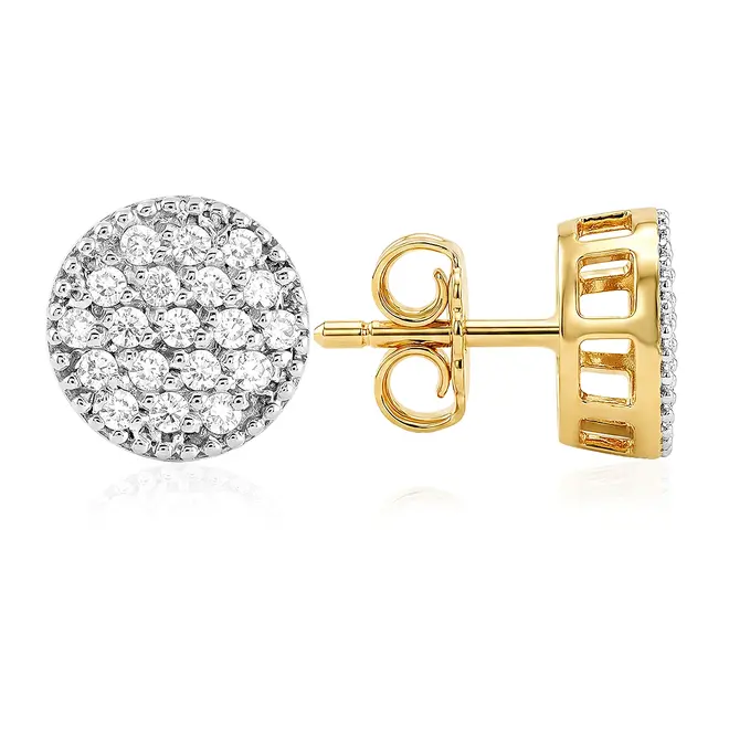Par de Brincos Chuveiro Ouro Amarelo com Diamantes