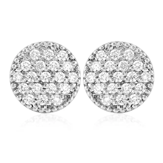 Par de Brincos Chuveiro Ouro Branco com Diamantes