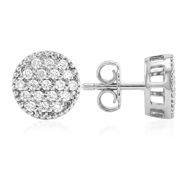 Par de Brincos Chuveiro Ouro Branco com Diamantes