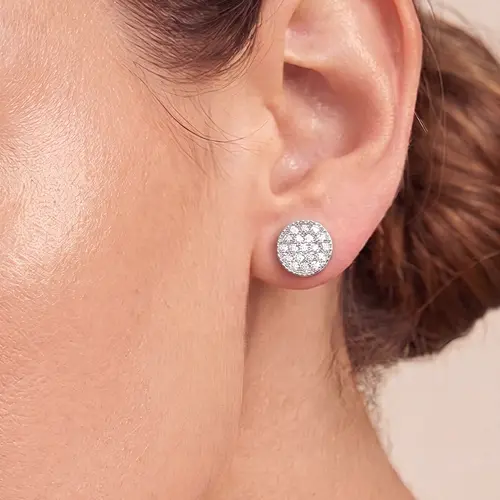 Par de Brincos Chuveiro Ouro Branco com Diamantes