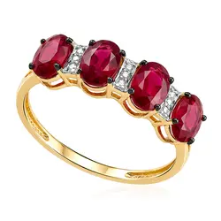 Meia Aliança de Ouro Amarelo com Diamantes e Rubis totalizando 3,04 Cts.