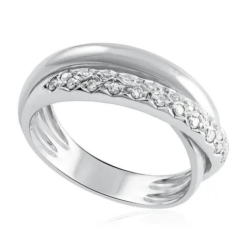 Anel Trabalhado de Ouro Branco com 21 Diamantes.