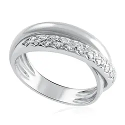Anel Trabalhado de Ouro Branco com 21 Diamantes.