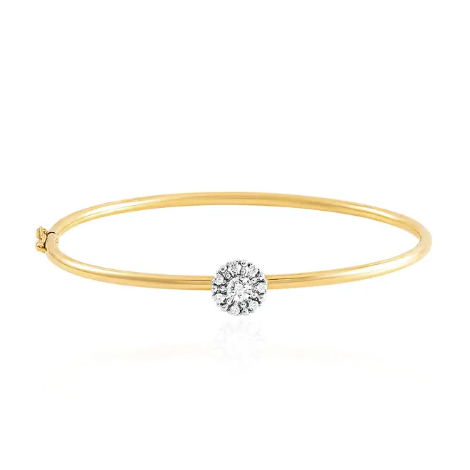 Bracelete Trabalhado com 8 Diamantes em Ouro Amarelo
