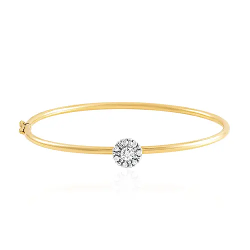 Bracelete Trabalhado com 8 Diamantes em Ouro Amarelo