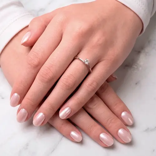 Anel Solitário de Ouro Branco com Diamante de Laboratório 125416