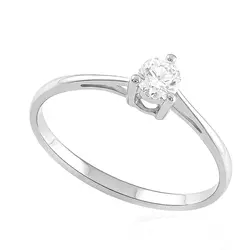 Anel Solitário de Ouro Branco com Diamante de Laboratório 125416