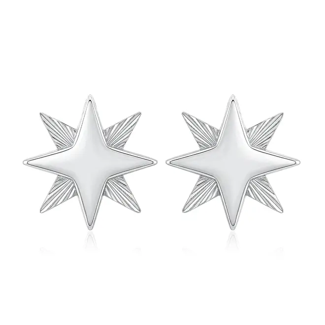Par de Brincos Estrela de Ouro Branco