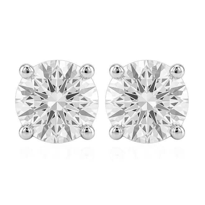 Par de Brincos Solitário Cartier de Ouro Branco com Diamantes de Laboratório