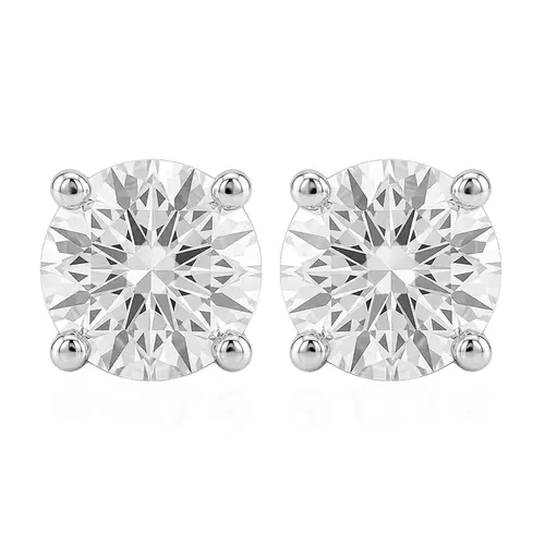 Par de Brincos Solitário Cartier de Ouro Branco com Diamantes de Laboratório