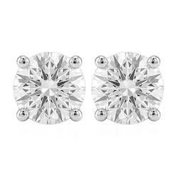Par de Brincos Solitário Cartier de Ouro Branco com Diamantes de Laboratório 