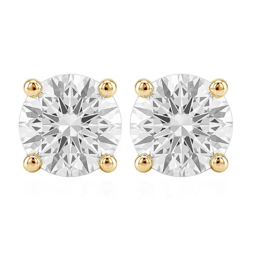 Par de Brincos Solitário Cartier de Ouro Amarelo com Diamantes de Laboratório totalizando 60 Pts.
