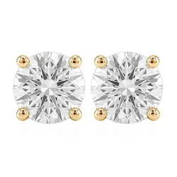 Par de Brincos Solitário Cartier de Ouro Amarelo com Diamantes de Laboratório totalizando 60 Pts.