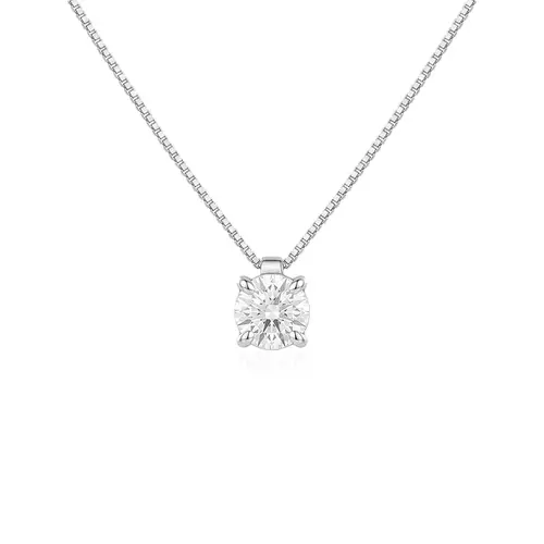 Ponto de Luz Cartier de Ouro Branco com Corrente e Diamante de Laboratório.