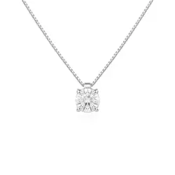 Ponto de Luz Cartier de Ouro Branco com Corrente e Diamante de Laboratório.