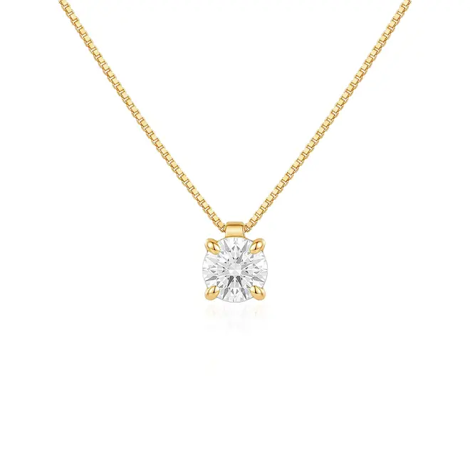 Ponto de Luz Cartier de Ouro Amarelo com Corrente e Diamante de Laboratório.