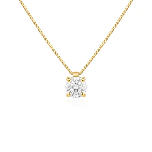 Ponto de Luz Cartier de Ouro Amarelo com Corrente e Diamante de Laboratório.