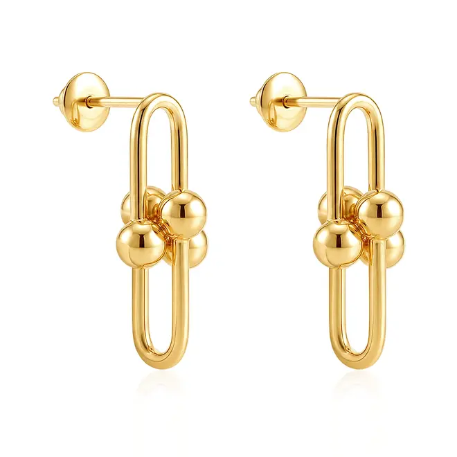 Par de Brincos Estilo Tiffany de Ouro Amarelo 125462