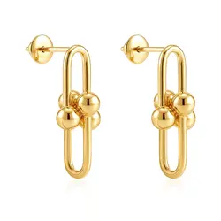 Par de Brincos Estilo Tiffany de Ouro Amarelo 125462