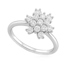 Anel Chuveiro de Ouro Branco com 13 Diamantes totalizando 26 Pts