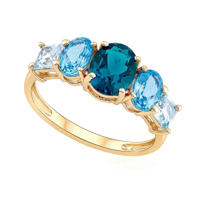 Meia Aliança de Ouro Amarelo com Topázios London 3,43 Cts.