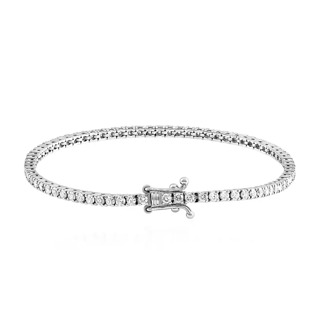 Pulseira Riviera de Ouro Branco com 2,68 Cts em Diamantes