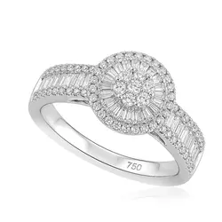 Anel Trabalhado de Ouro Branco com Diamantes totalizando 48 pts.