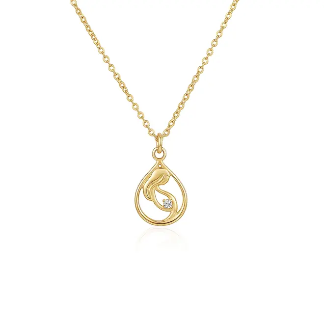 Pingente Mãe de Ouro Amarelo com Diamante.