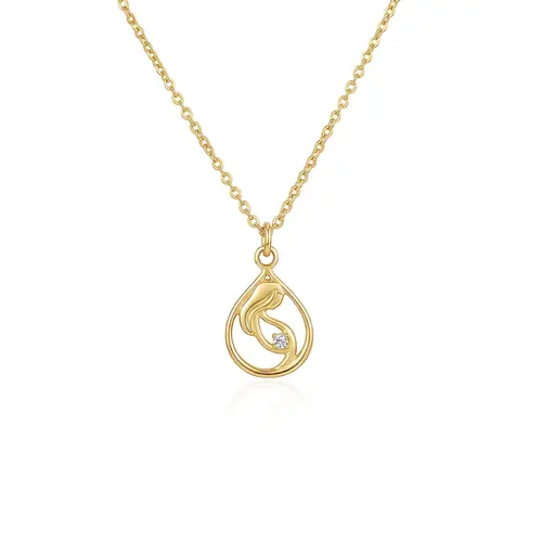 Pingente Mãe de Ouro Amarelo com Diamante.