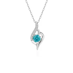Pingente de Ouro Branco com Corrente, 9 Diamantes e Diamante Azul de 50 Pts.