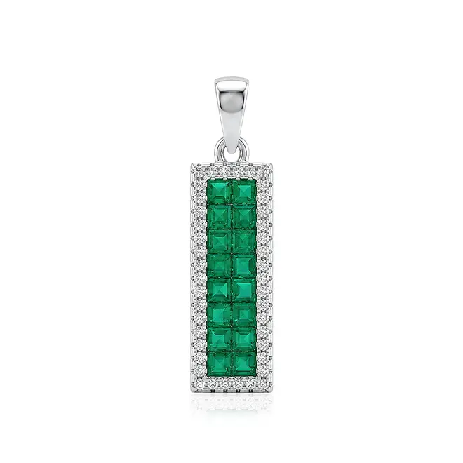 Pingente de Prata com Esmeraldas e Diamantes