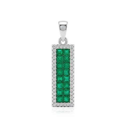 Pingente de Prata com Esmeraldas e Diamantes