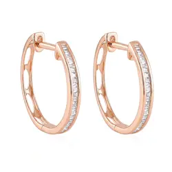 Par de Brincos Argola Trabalhado em Ouro Rose com Diamantes totalizando 15 Pts.