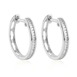 Par de Brincos Argola Trabalhado em Ouro Branco com Diamantes totalizando 15 Pts.