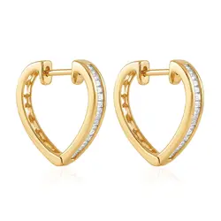 Par de Brincos Argola Coração em Ouro Amarelo com Diamantes totalizando 20 Pts.