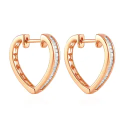 Par de Brincos Argola Coração em Ouro Rose com Diamantes totalizando 20 Pts.