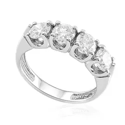 Meia Aliança de Ouro Branco com 4 Diamantes Totalizando 2,0 Cts. 125570