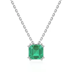 Pingente de Ouro Branco com Corrente, Esmeralda de 1,40 Cts.