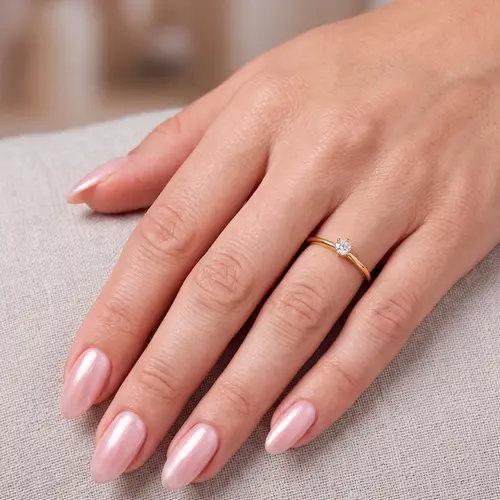 Anel Solitário de Ouro Amarelo com Diamante de 55 pts
