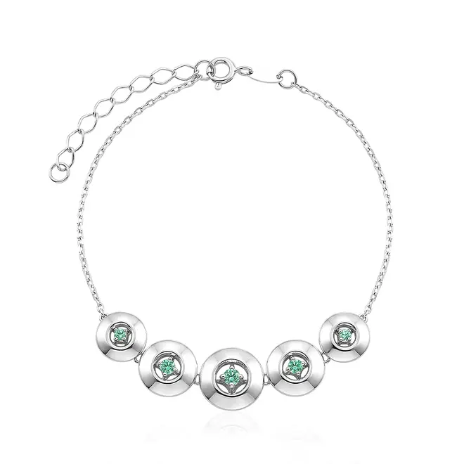 Pulseira de Ouro Branco com Esmeraldas