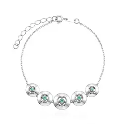 Pulseira de Ouro Branco com Esmeraldas