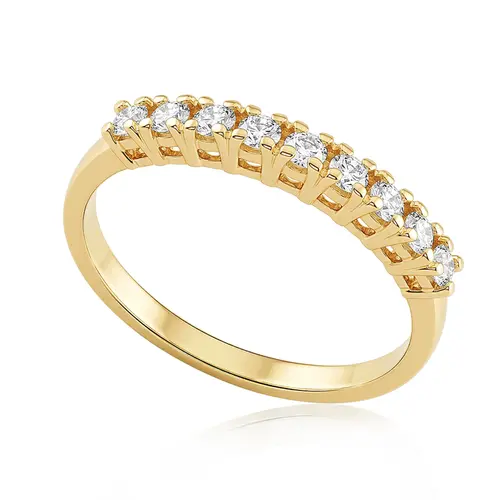 Meia Aliança de Ouro Amarelo com Diamantes totalizando 45 pts.